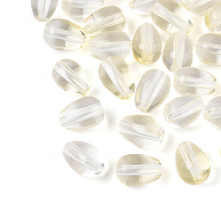 Светло-желтый Выпечка расписные прозрачные стеклянные бусины, слеза, светло-желтый, 9x6 мм, отверстие : 1.2 мм, Около 2325 шт / 1000 г