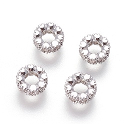 Platinum Brass Micro Pave Cubic Zirconia Beads, Ring, Clear, Platinum, 6~6.5x2.5mm, Hole: 3mm