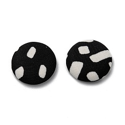Gemischte Farbe Cabochons aus Baumwollstoff, mit Aluminium, Halbrund, black & white, Gemischte Farbe, 19.5x5.5 mm