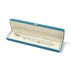 Темный Голубой Подарочные коробки для ожерелий из искусственной кожи, с железной короной, кубоид, темные голубые, 5.85x22.6x3.1 см, внутренний диаметр: 45x218 мм