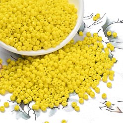 Желтый Бисер из стекла , непрозрачные семян цветов, маленькие бусины для изготовления ювелирных изделий, круглые, желтые, 8/0, 3 мм, отверстие: 1 мм, Около 10000 шт / фунт