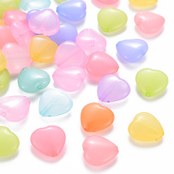 Mixed Color Transparent Acrylic Beads, Dyed, Heart, Mixed Color, 13.5x14x6mm, Hole: 1.5mm, about 775pcs/500g