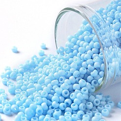 (403F) Light Blue Opaque Rainbow Matte Тохо 11/0 круглые бусины, японский бисер, (403 f) светло-голубой непрозрачный радужный матовый, 11/0, 2.2 мм, отверстие : 0.8 мм, Около 1110 шт / 10 г