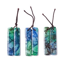 Calcite Natural Calcite Pendants, Dyed, Rectangle, 48x12x3mm, Hole: 1.6mm, 2pcs/pair