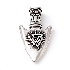 Antique Silver Tibetan Style 304 Stainless Steel Pendants, Dagger, Antique Silver, 47x26x6mm, Hole: 10x5mm