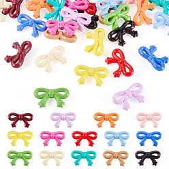 (52) Непрозрачная лаванда 28 шт 14 цвета непрозрачные акриловые бусины, бантом со звездой, разноцветные, 19.5x33x9 мм, отверстие : 2 мм, 2 шт / цвет