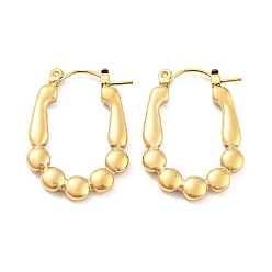 Настоящее золото 14K Овальные серьги-кольца 304 из нержавеющей стали для женщин, реальный 14 k позолоченный, 27x19.5x3 мм