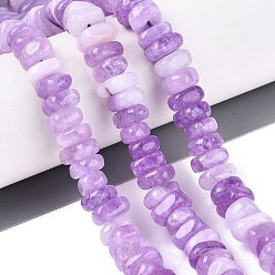 Medium Purple Dyed Natural Quartz Beads Strands, Nuggets, Heishi Beads, Medium Purple, 6~13x6~13x3~6mm, Hole: 1~1.2mm, about 80~86pcs/strand, 14.37~15.75 inch(36.5~40cm)