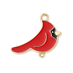 Красный Подвески из сплава эмали, золотой свет, ссылки на птицу малиновка, красные, 23.5x24x1.3 мм, отверстия : 2.3 mm и 1.4 мм