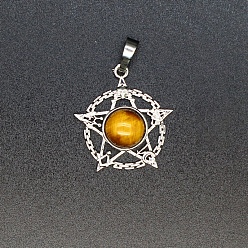 Тигровый глаз Природных тигровый глаз подвески, звезды прелести, 27x25x6 мм