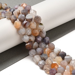 (946FM) Цитрин матовый с зеленой подкладкой Природные Ботсвана агат бисер нитей, звезды вырезать круглые бусы, граненые, 8x7.5~8 мм, отверстие : 1 мм, около 50~51 шт / нитка, 15.55''~15.55'' (39.5~40 см)