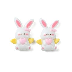 White Opaque Resin Cabochons, Rabbit with Wings, White, 20x12x5.5mm