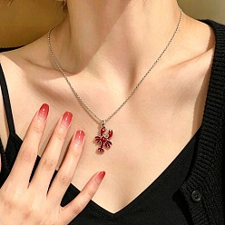 Платина Подвеска в виде красной креветки из морского сплава с эмалью, платина, 17.72 дюйм (45 см)