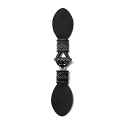 Gunmetal PU Imitation Leather Sew on Toggle Buckles, Tab Closures, Cloak Clasp Fasteners, with Zinc Alloy & Iron Clasps, Gunmetal, 16.2x3.1x0.85cm