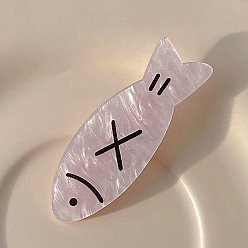 Розовый Мини пластиковые заколки для волос из кожи аллигатора, для девочек, рыба, туманная роза, 22x5 мм