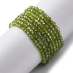 Желто-Зеленый Прозрачные стеклянные бусины гальваническим пряди, круглые бусины нити граненые, желто-зеленый, 2 мм, отверстие : 0.6 мм, около 194~195 шт / нитка, 14.17~14.49'' (36~36.8 см)