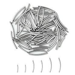 Платина 100шт 3 стильные латунные бусины, изогнутая трубка, платина, 25x2 мм, отверстие : 1 мм