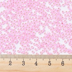 (RR643) Dyed Pink Silverlined Alabaster MIYUKI Round Rocailles Beads, Japanese Seed Beads, (RR643) Dyed Pink Silverlined Alabaster, 11/0, 2x1.3mm, Hole: 0.8mm, about 1100pcs/bottle, 10g/bottle