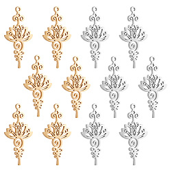 Золотой & Цвет Нержавеющей Стали 12шт. 2 цвета 201 подвеска из нержавеющей стали, полые прелести, цветок, золотые и нержавеющая сталь цвет, 33.5x17x1.5 мм, отверстие : 1.5 мм, 6 шт / цвет