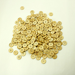 Wheat Natural Round 4 Hole Buttons, Wooden Buttons, Wheat, about 23mm in diameter, hole: 2mm, 500pcs/bag