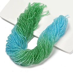 Разноцветный Прозрачные окрашенные стеклянные бусины, граненые, рондель, красочный, 3.4x2.6 мм, отверстие : 0.5 мм, около 135~140 шт / нитка, 32~34 см