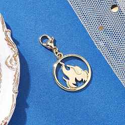 Другие Подвесные украшения из латуни, 304 подвеска-застежка-лобстер из нержавеющей стали для украшения сумок, золотые, пожар, 37 мм, Кулон : 23x20x2 мм