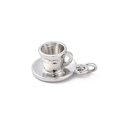 Платина Латунные подвески, чашка прелести, стойки покрытие, прочное покрытие, без кадмия и без свинца, с целью перехода в кольце, платина, 15x12x7 мм, отверстие : 3 мм