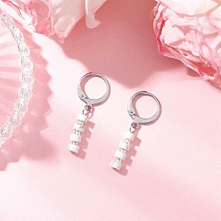 Говлит 304 серьги-гвоздики из натурального хаулита из нержавеющей стали, с бисером, платина, 32~32.5x4~4.5 мм