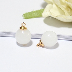 Белый Стеклянные подвески с эфирным маслом, с золотистой петлей, круглые, белые, 8 мм