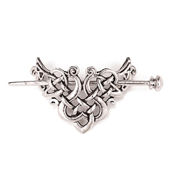 Античное Серебро Палочки для волос из сплава в стиле ретро викингов, держатель для хвоста с полыми волосами, аксессуары для волос своими руками, античное серебро, 48x70 мм