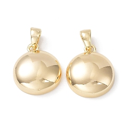 Настоящее золото 18K Латунь прелести, без кадмия, без никеля и без свинца, плоский круглый шарм, реальный 18 k позолоченный, 14x12x5.5 мм, отверстие : 4x2 мм