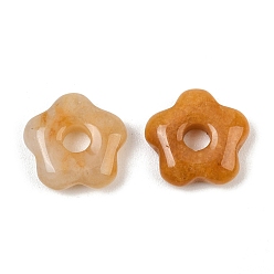 Topaz Jade Natural Topaz Jade Pendants, Flower Charms, 14.5~15x15.5x5~5.5mm, Hole: 4mm