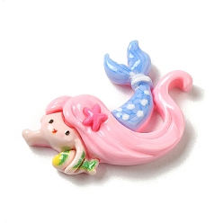 Васильковый Симпатичные кабошоны из непрозрачной смолы, русалка, васильковый, 32.5x24.5x9 мм