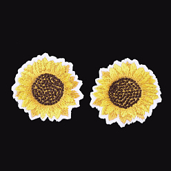 Yellow Computerized Embroidery Cloth Iron On Patches, Costume Accessories, Appliques, Sunflower, Yellow, 62x2mm