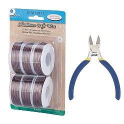 Кокосово-Коричневый Круглая алюминиевая проволока, кусачками, кокосового коричневый, 17 датчик, 1.2 мм, 16 м / рулон, 6 рулонов