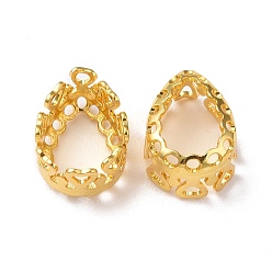 Golden Brass Sew on Prong Settings, Filigree Open Back Claw Settings for Pointed Back Rhinestone, Teardrop, Golden, Tray: 7x10mm, 11.5x8.5x5.5mm, Hole: 0.8mm