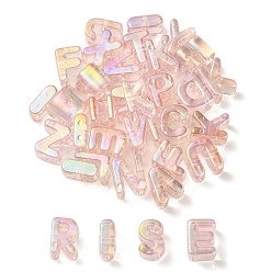 Темный Лосось УФ-покрытие радужными переливающимися акриловыми бусинами, случайные смешанные буквы, темный лосось, 20~21x14~20.5x8.5~20.5 мм, отверстие : 3.5 мм, около 90~100 шт / упаковка