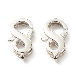 Платинированный Экологичные латунные застежки в виде когтей лобстера, долговечный, без свинца и без кадмия, бесконечный, Реальная платина, 20x12x4.5 мм, отверстие : 1.6 мм