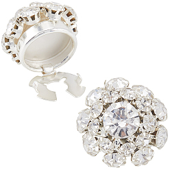 Платина Кнопки латунь манжеты, со стразами, для аксессуаров одежды, цветок, платина, 27.5x14 мм, отверстие : 5 мм