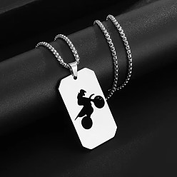 Нержавеющая Сталь Цвет 201 Подвеска-медальон в виде мотоциклетной эмблемы из нержавеющей стали для мужчин, не тускнеет, цвет нержавеющей стали, 23.62 дюйм (60 см)