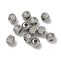 Нержавеющая Сталь Цвет Устойчивы к потускнению 304 бусины из нержавеющей стали, круглый с twill, цвет нержавеющей стали, 6x5 мм, отверстие : 1.5 мм