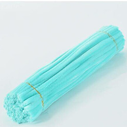 Dark Turquoise DIY Plush Sticks, with Iron Core, Pipe Cleaners, Kid Craft Material, Dark Turquoise, 295x6mm, 100pcs/set