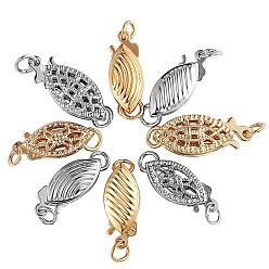 Platinum & Golden 8 Sets 8 Style Brass Box Clasps, Cadmium Free & Lead Free, Horse Eye, Platinum & Golden, 1set/style