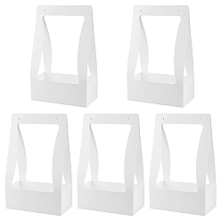 White Foldable Inspissate Paper Box, Portable Gift Packing Box, Bakery Cake Cupcake Box Container, Rectangle, White, 22.2x11.9x35.4cm
