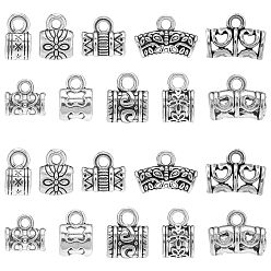 Античное Серебро 100 шт. 10 стили вешалок из сплава, трубные поручители, античное серебро, 6~11x6~14x4~7 мм, отверстие : 1~2.5 мм, 10 шт / стиль