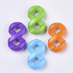 Mixed Color Opaque Acrylic Links connectors, Number, Mixed Color, 25x14.5x7mm, Hole: 6x5mm, about 500pcs/500g