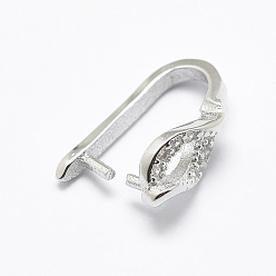 Платина Антикоррозийное покрытие родием 925 подвеска из стерлингового серебра с микропаве из кубических цирконий, ледоруб и щепотку поручительств, лист, платина, 13x5x8 мм, штифты : 0.7 мм, внутренний: 5x9 mm