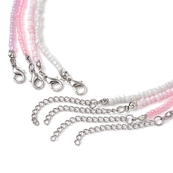 Mixed Color 4Pcs 4 Colors Glass Seed Beaded Necklaces Set, with 304 Stainless Steel Clasps, Mixed Color, 14-5/8~14-3/4 inch(37~37.5cm), 1Pc/color