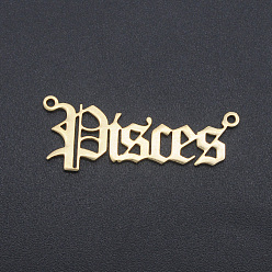 Рыбы 201 ссылки нержавеющей стали, двенадцать созвездий, старый английский, лазерная резка, Рыбы, 11x29x1 мм, отверстие : 1.2 мм