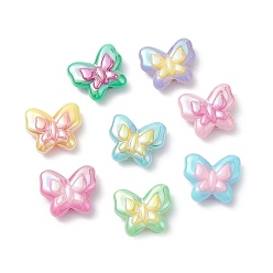 (52) Непрозрачная лаванда Uv акриловые покрытия бусины, радужный, бабочка, разноцветные, 18.5x21.5x8 мм, отверстие : 2.8 мм